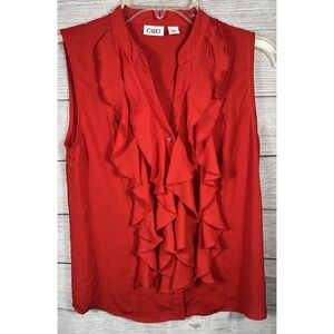 Cato Women's Sleeveless Ruffle Blouse Red XL Career Office Top